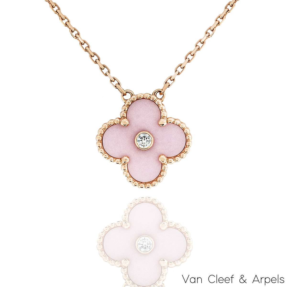 Van Cleef & Arpels Limited Edition 2015 Pink Porcelain Vintage Alhambra Holiday Pendant VCAR05SY00 Van Cleef & Arpels Limited Edition 2015 Pink Porcelain Vintage Alhambra Holiday Pendant VCAR05SY00